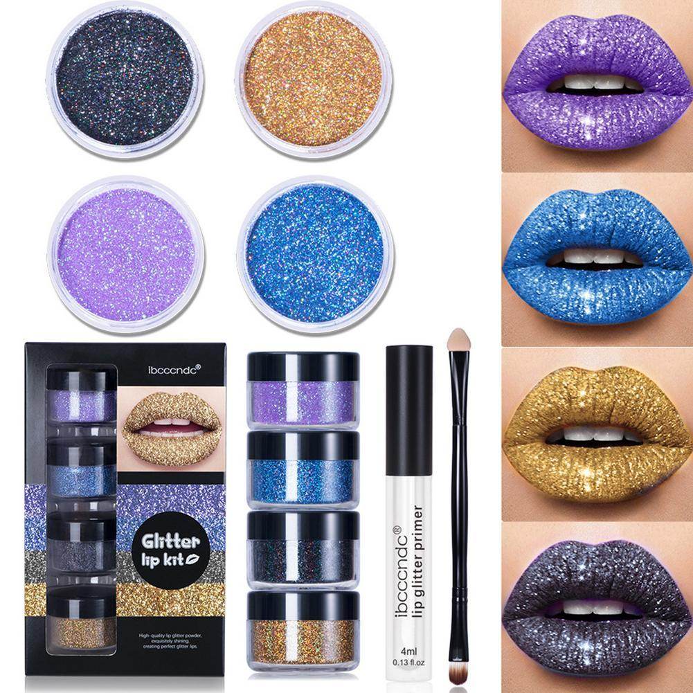 Glitter Lip Gloss Kit – Waterproof, Long-lasting Lipstick with Lip Primer and Lip Tint - Pasha