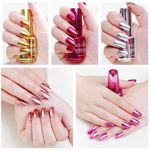 Mirror Silver Nail Polish – Metallic Stainless Steel Color - Pasha