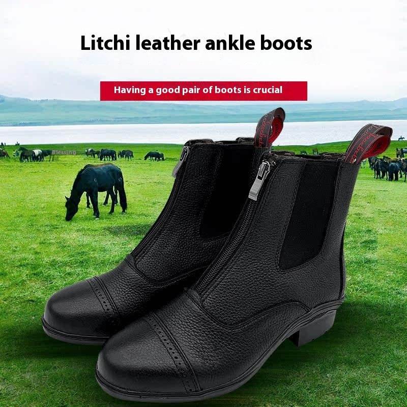 Women´s Fashion Lychee Pattern Cowhide Riding Boots - Pasha