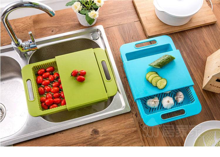Ergonomic Multi-Function Cutting Board with Drain Basket - Perfect for Vegetables & Meat - Pasha