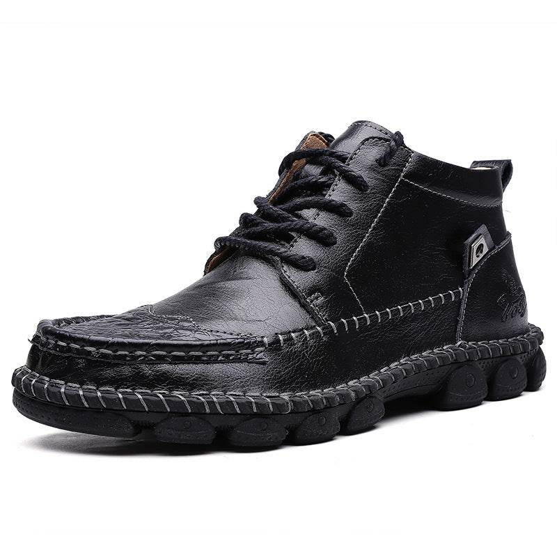 Men's High Top Leather Boots – Rugged Cowhide Style - Pasha