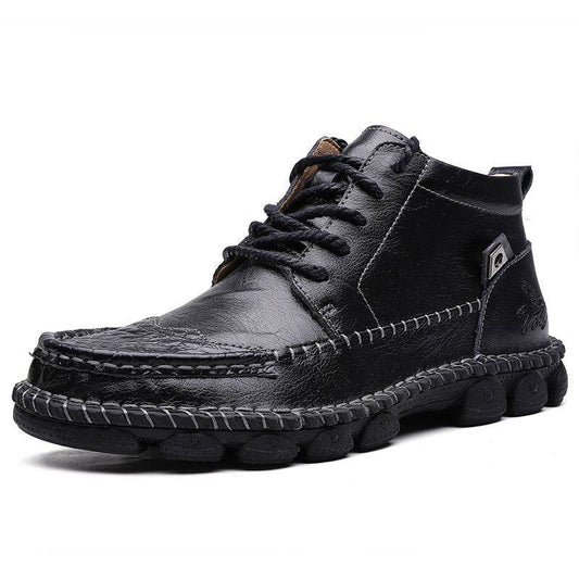 Men's High Top Leather Boots – Rugged Cowhide Style - Pasha