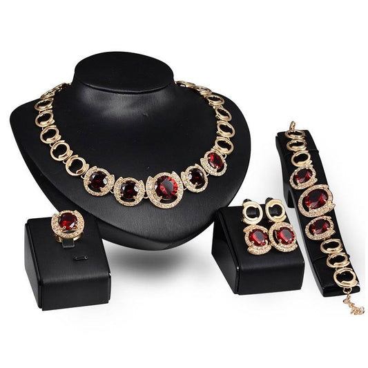 Elegant Women's Jewelry Set - Necklace, Ring, Earrings & Bracelet for Weddings and Special Occasions - Pasha