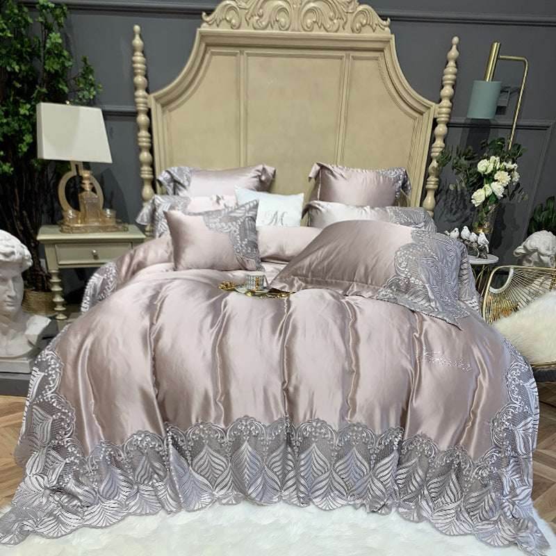 Silk Cotton Bedding Set – European Style & Gold - Pasha