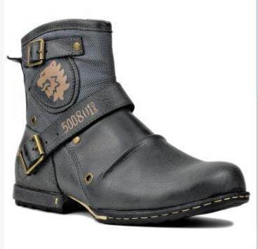 Men's Retro Leather Boots – Classic Round Toe Style - Pasha