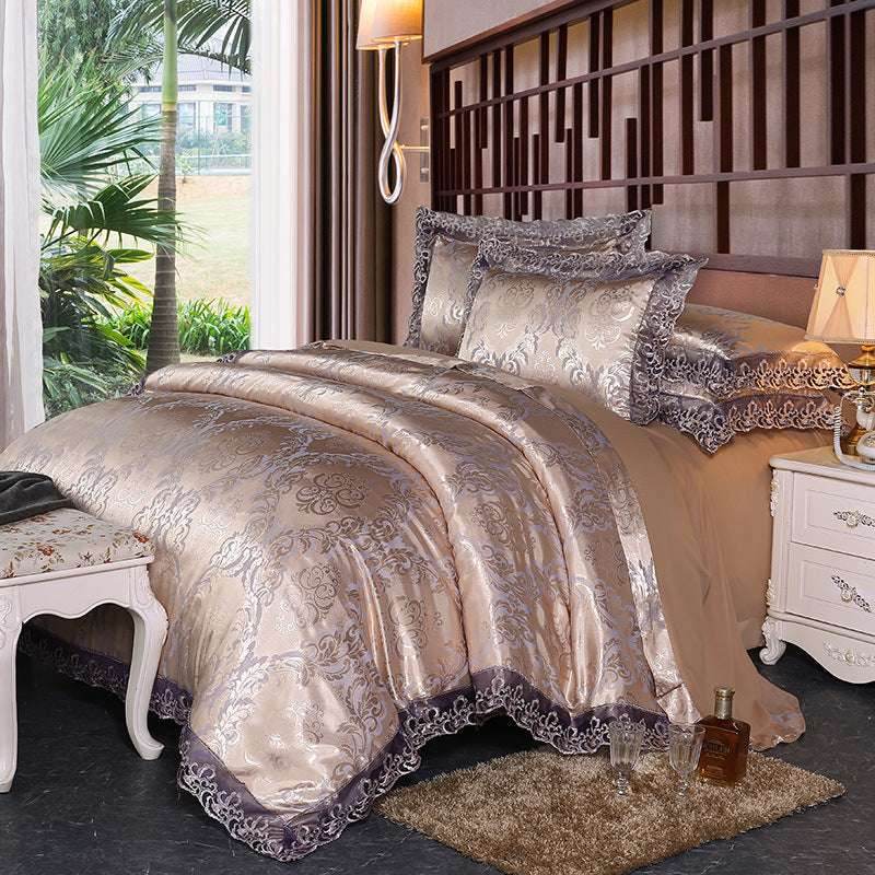 Jacquard Satin Bedding Set – European Style & Lace - Pasha