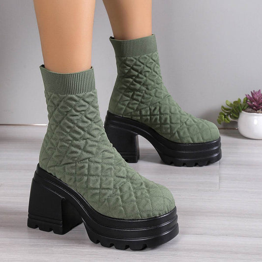 Retro Platform Ankle Boots with strech upper - Pasha