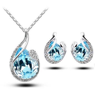 Sparkling Rhinestone Earring Necklace Set – Elegant Jewelry for Women - Pasha