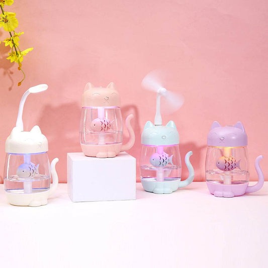 Cute Cat-Shaped 3-in-1 Humidifier - USB Desktop & Car Air Moisturizer - Pasha