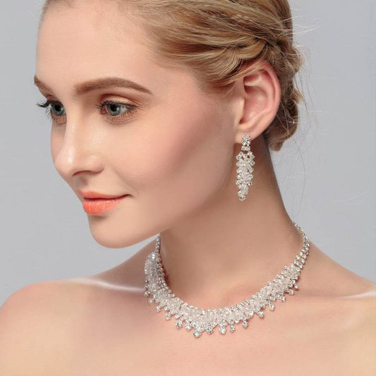 Elegant Silver Wedding Jewelry Set - 3-Piece Bridal Accessory Collection - Pasha