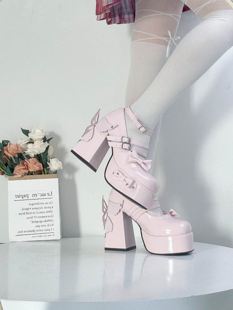 Extreme Round Toe Patent Leather Platform Chunky High Heels for women - Pasha