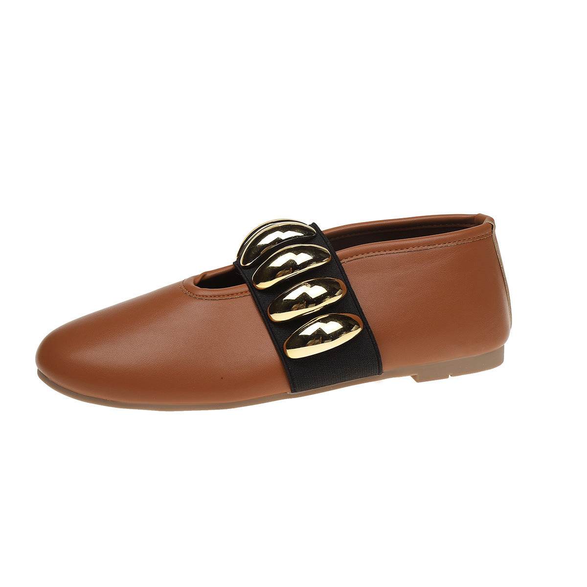 Plus Size Round Head Buckle Flat Bottom Pumps for women - Pasha