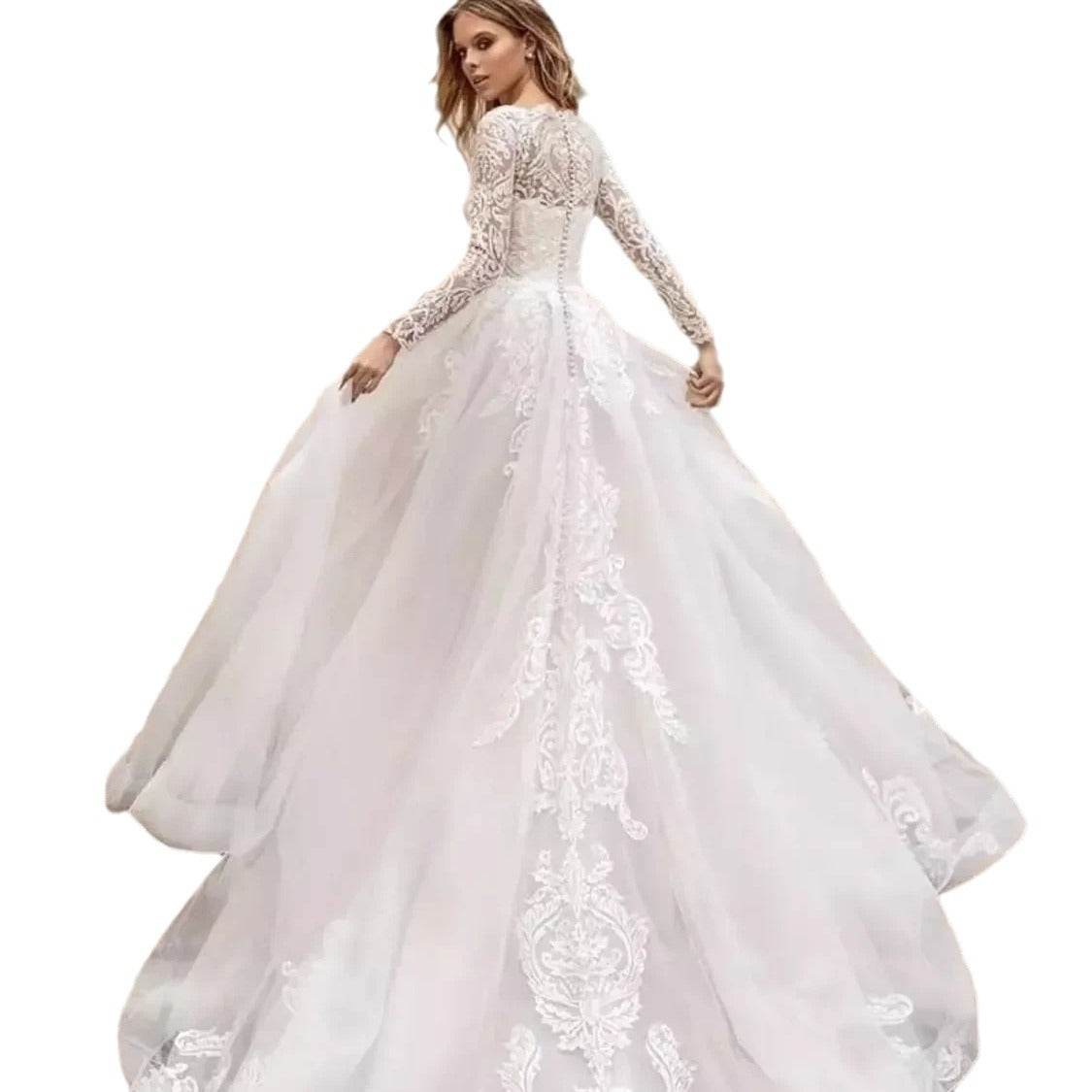 Elegant Long Sleeve Wedding Dress – Exquisite Gown - Pasha