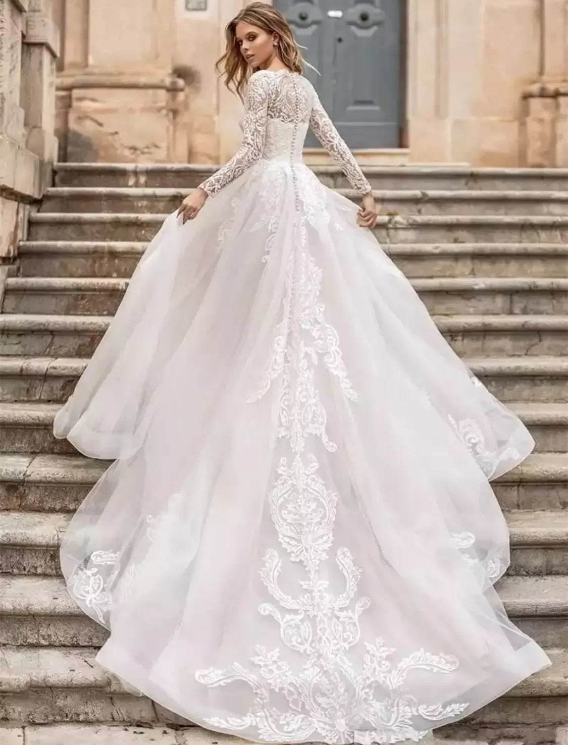 Elegant Long Sleeve Wedding Dress – Exquisite Gown - Pasha