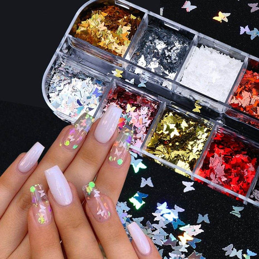 Symphony Butterfly Sequin Nail Decoration - Pasha