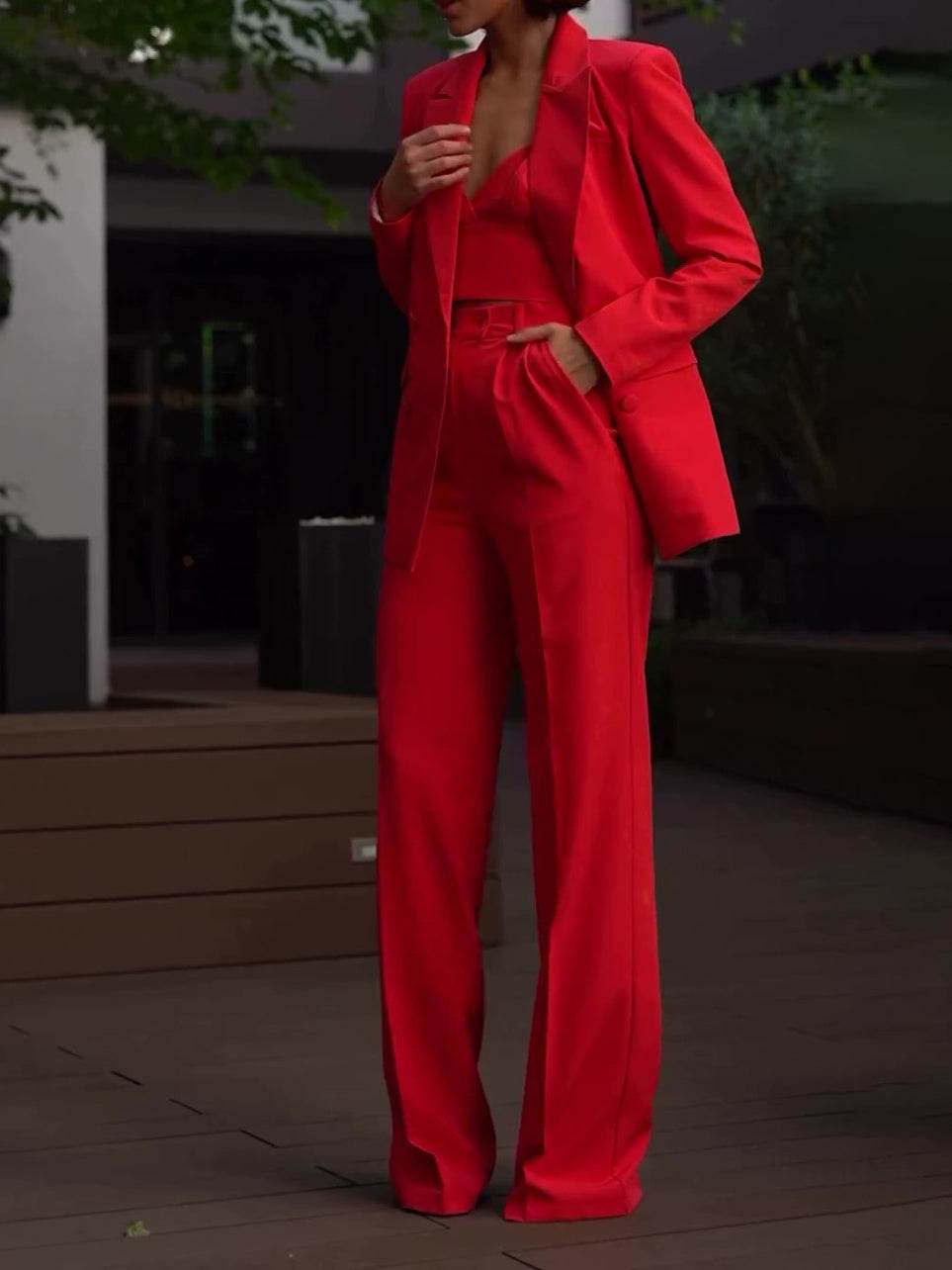 Women's Three-Piece Suit Set – Classic & Solid - Pasha