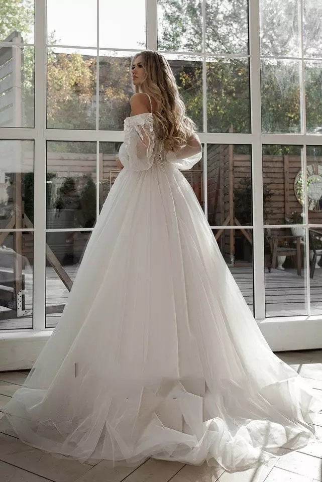 Classic Boho Wedding Dress – Puff Sleeves - Pasha