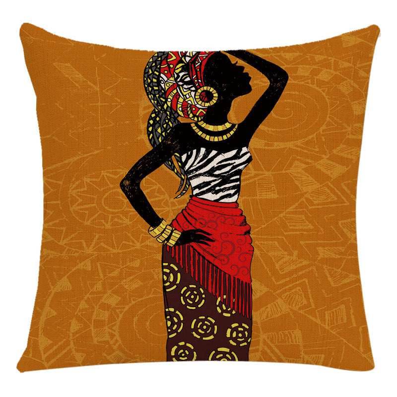 African Woman Pillow Cover-Stylish National Design - Pasha