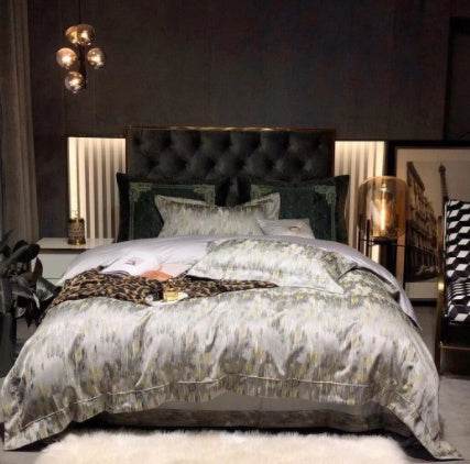 Black Gold Jacquard Bedding – Luxury Cotton Set - Pasha