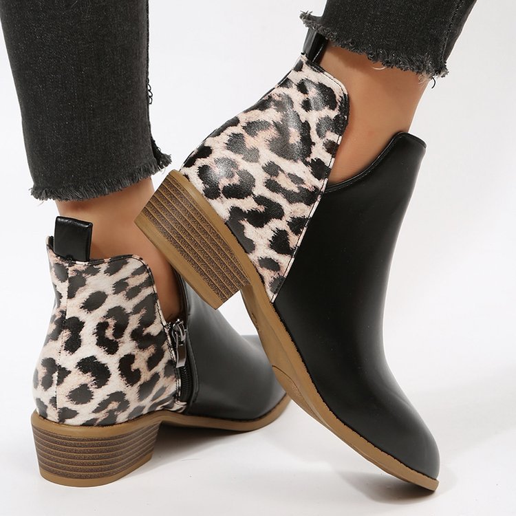 Women´s Leather Martin Boots with leopard print
