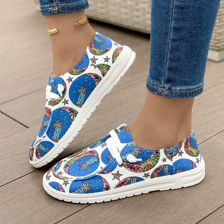 Flat Printed Canvas Shoes for women - Pasha