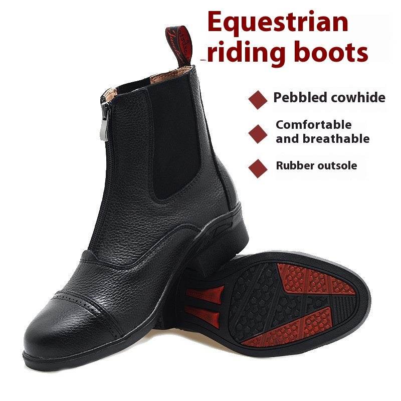 Women´s Fashion Lychee Pattern Cowhide Riding Boots - Pasha
