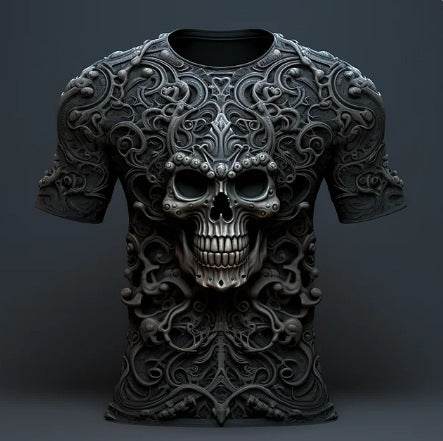 Men´s 3D Skull Pattern T-Shirt-unique and striking design - Pasha
