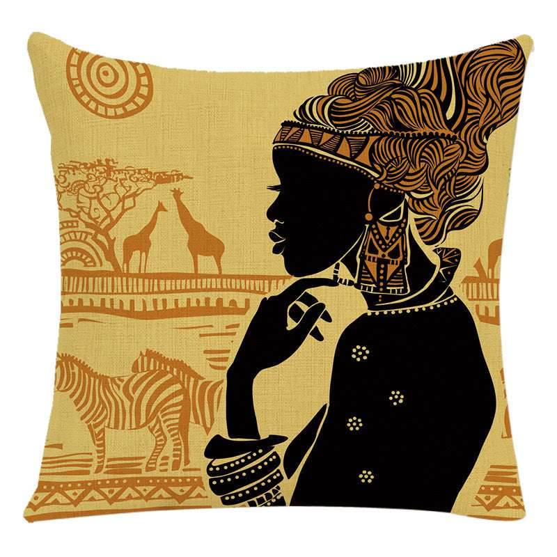 African Woman Pillow Cover-Stylish National Design - Pasha
