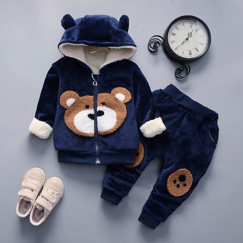 Retro Style Cute Cartoon Pattern Casual Pants Suit – Unisex Hoodie & Pants Set for Kids - Pasha