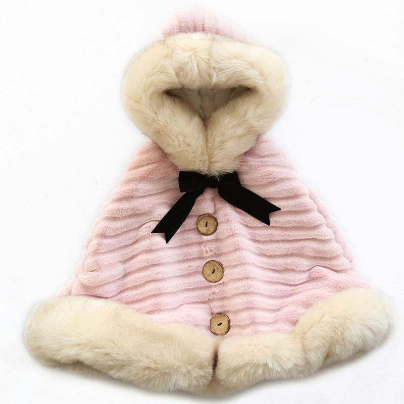 Girls Fashion Plush Warm Thickening Cloak – Stylish and Cozy Outerwear - Pasha