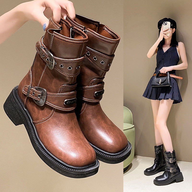 Women´s Ankle Boots with retro square toe