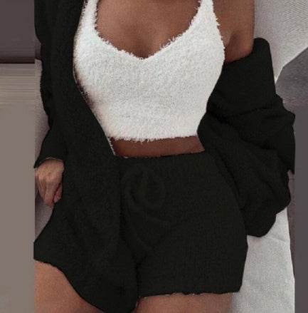 Long Sleeve Crop Top & Shorts Set – Loungewear - Pasha