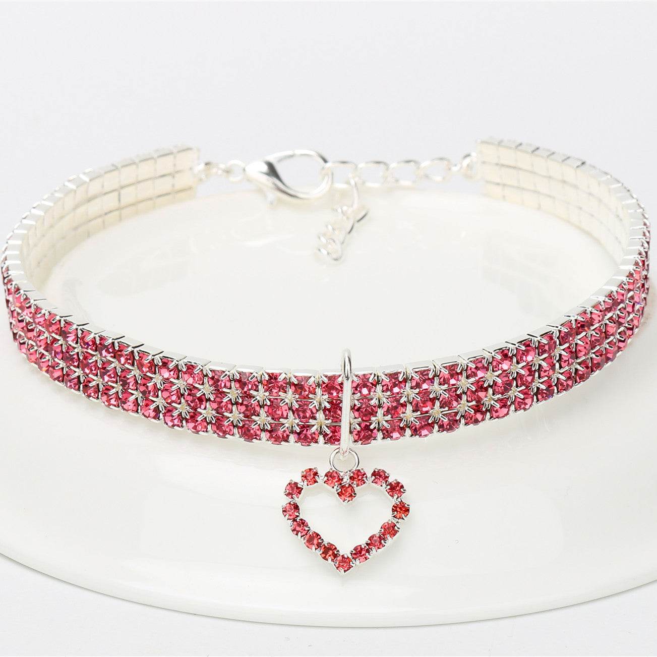 Elastic Love Pet Collar for Cats and Dogs – Rhinestone Dog Necklace, Copper with Silver Plating, Adjustable Sizes (S/M/L) - Pasha