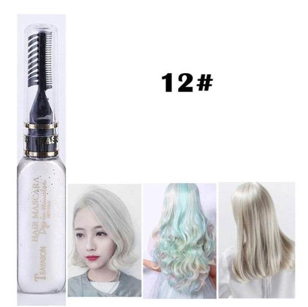 Temporary Hair Dye Mascara – 13 Vibrant Colors for Creative and Safe Hair Styling - Pasha