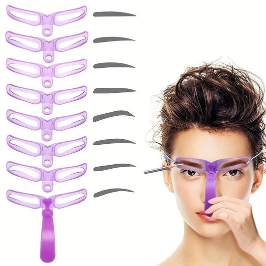 Eyebrow Stencil Shaping Kit – 8 Reusable Eyebrow Stencils with Grip - Pasha