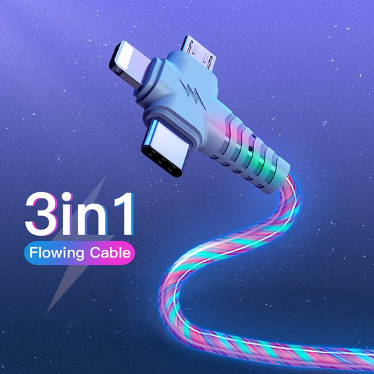 Fast 3-in-1 Charging Cable - Aluminum Alloy with Luminous Feature - Pasha