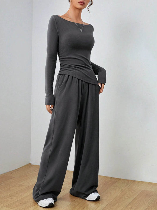 Women´s irregular casual long sleeve jumpsuit-asymmetric and modern touch - Pasha
