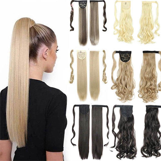 Long Straight Wrap Around Clip-In Ponytail Hair Extension – 22 Inch, Heat Resistant Synthetic Hair - Pasha