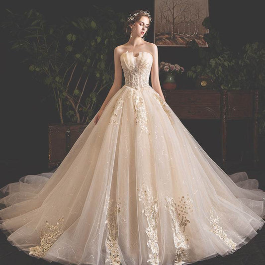 Romantic Mori Wedding Dress – Summer Tube Top Gown - Pasha