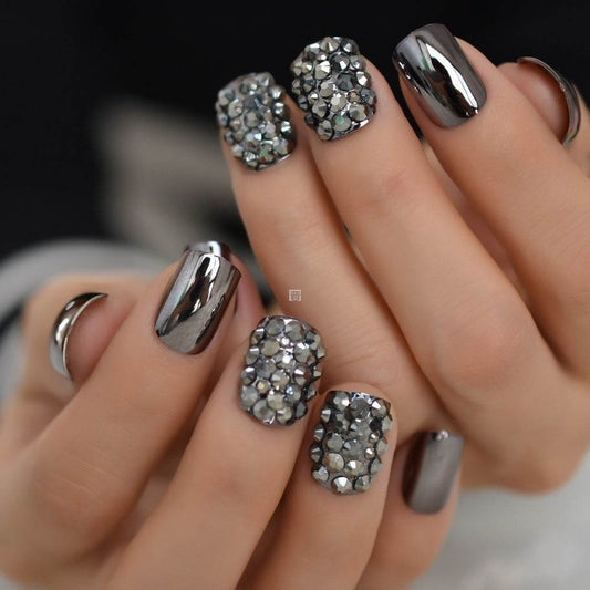 Metallic False Nails for Women – Square Shape - Pasha