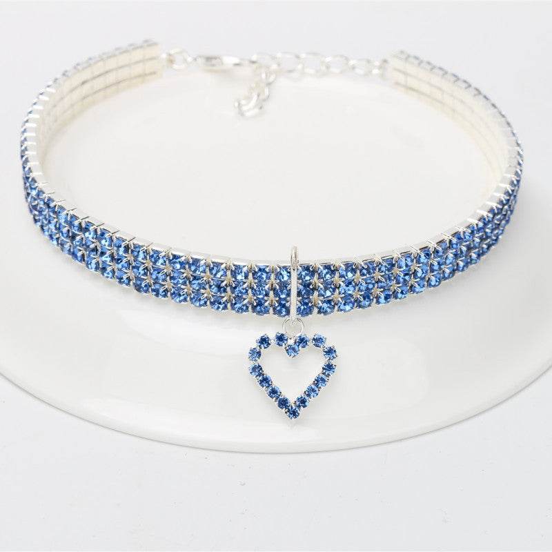 Elastic Love Pet Collar for Cats and Dogs – Rhinestone Dog Necklace, Copper with Silver Plating, Adjustable Sizes (S/M/L) - Pasha