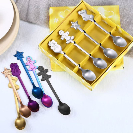 Cartoon Christmas Spoon Gift Set – Festive Stainless Steel Spoon for Kids with Floral & Cartoon Design - Pasha