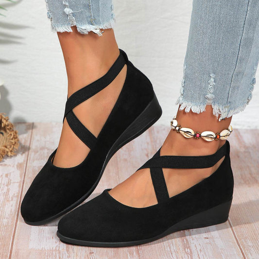 Plus Size Pointed Toe Wedge Casual Pumps for Women - Pasha