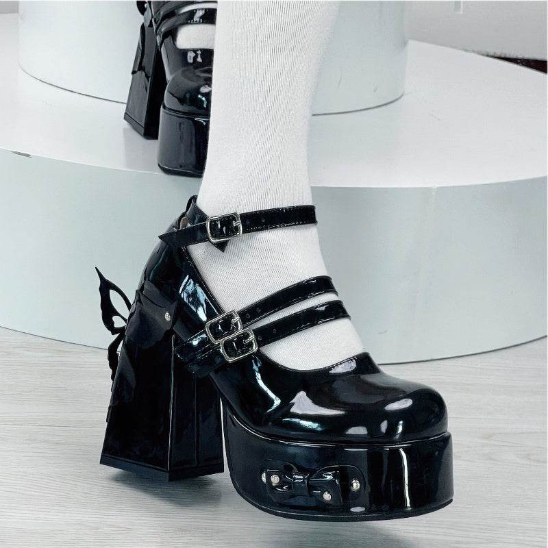 Extreme Round Toe Patent Leather Platform Chunky High Heels for women - Pasha