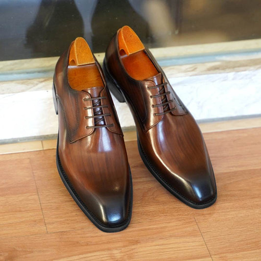 Men´s Vintage Square Toe Leather Shoes - Pasha