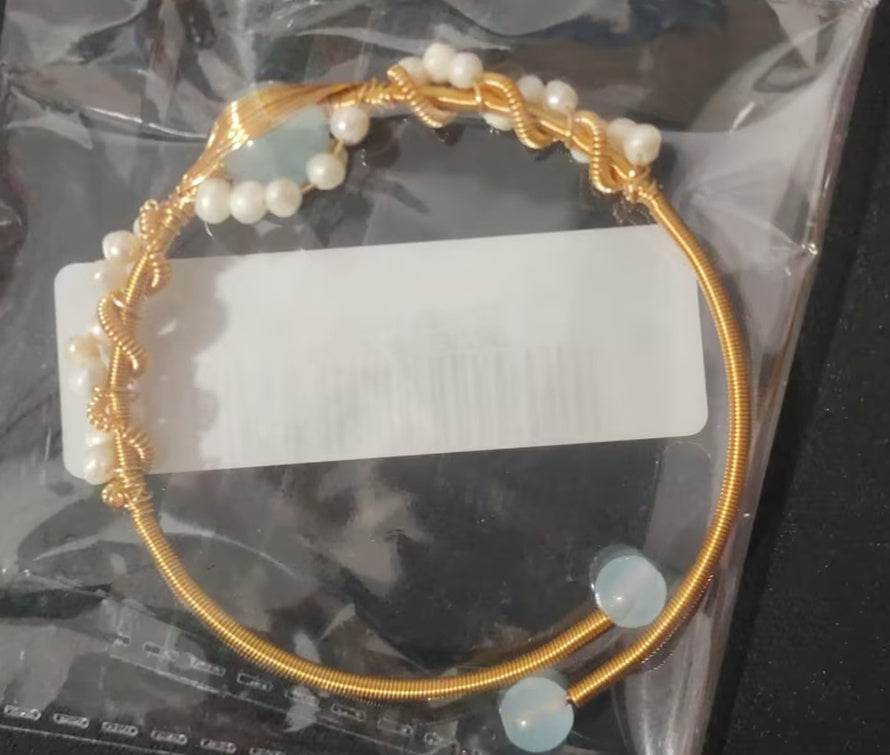 Gold 14K with White Pearls & Hailan Baohai Sapphire – Handcrafted Heart-Shaped Elegant Jewelry - Pasha