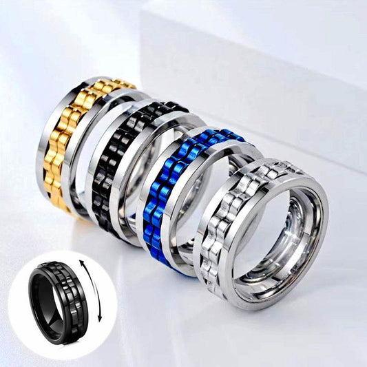 Stylish Titan Steel Anti-Anxiety Fidget Ring – Unisex Spinning Stress Relief Jewelry - Pasha