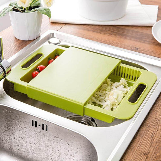Ergonomic Multi-Function Cutting Board with Drain Basket - Perfect for Vegetables & Meat - Pasha