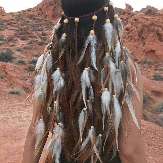 Bohemian Long Feather Headband – Stylish & Elegant Festival Hair Accessory - Pasha