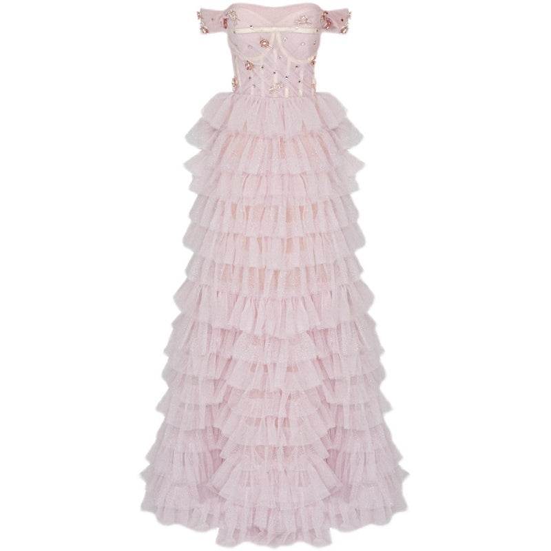 Pink Princess Wedding Dress – Off-Shoulder Gown - Pasha